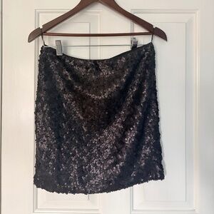 H&M black A-line sequined mini skirt black NWT size S